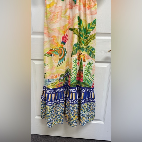 Rare‼️FARM Rio Tropical Print V-Neck Puff Sleeve Maxi Dress Fits Size XS or S - Picture 9 of 16